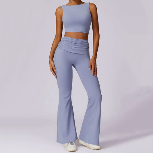 Sırt Dekolteli Crop Flare Takım
