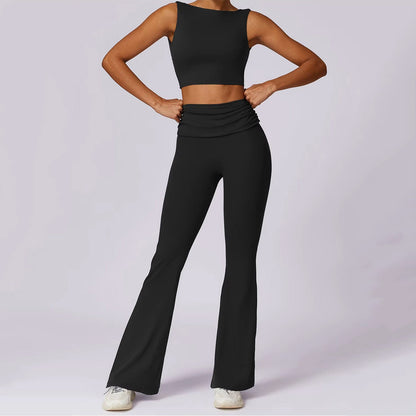 Sırt Dekolteli Crop Flare Takım